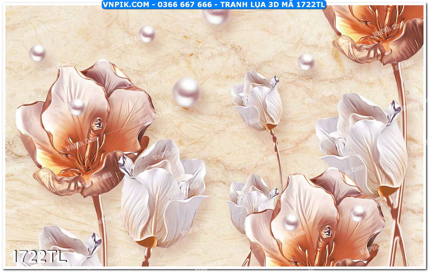 Tranh lụa 3D – Tranh trang trí dán tường 1722TL