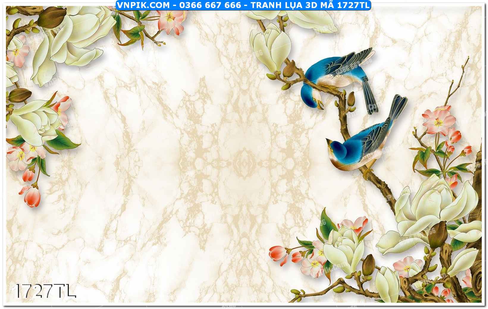 Tranh lụa 3D – Tranh trang trí dán tường 1727TL