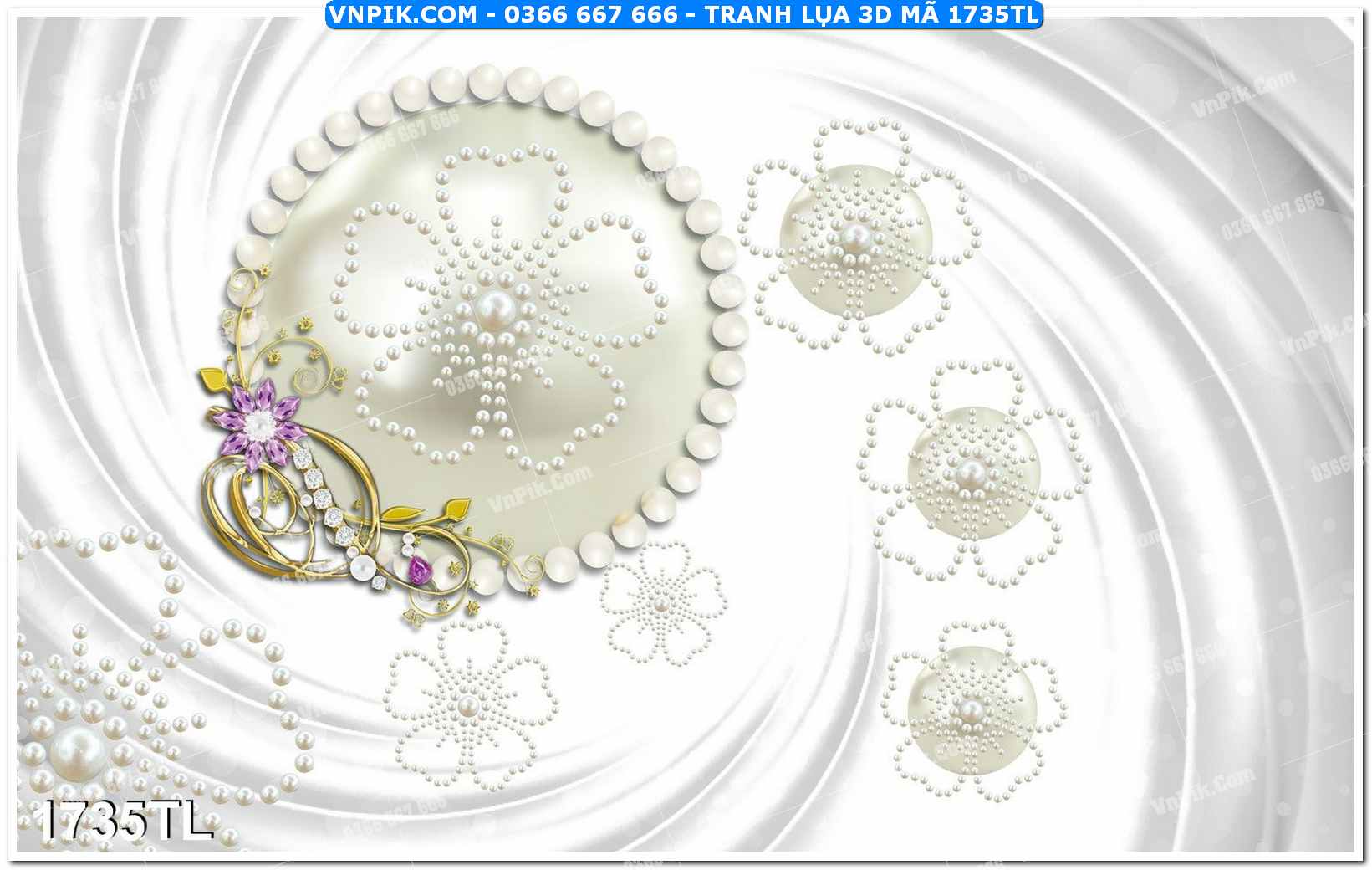 Tranh lụa 3D – Tranh trang trí dán tường 1735TL