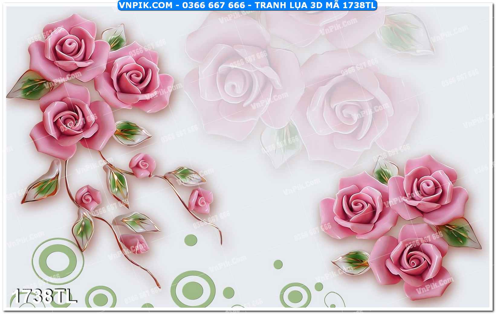 Tranh lụa 3D – Tranh trang trí dán tường 1738TL