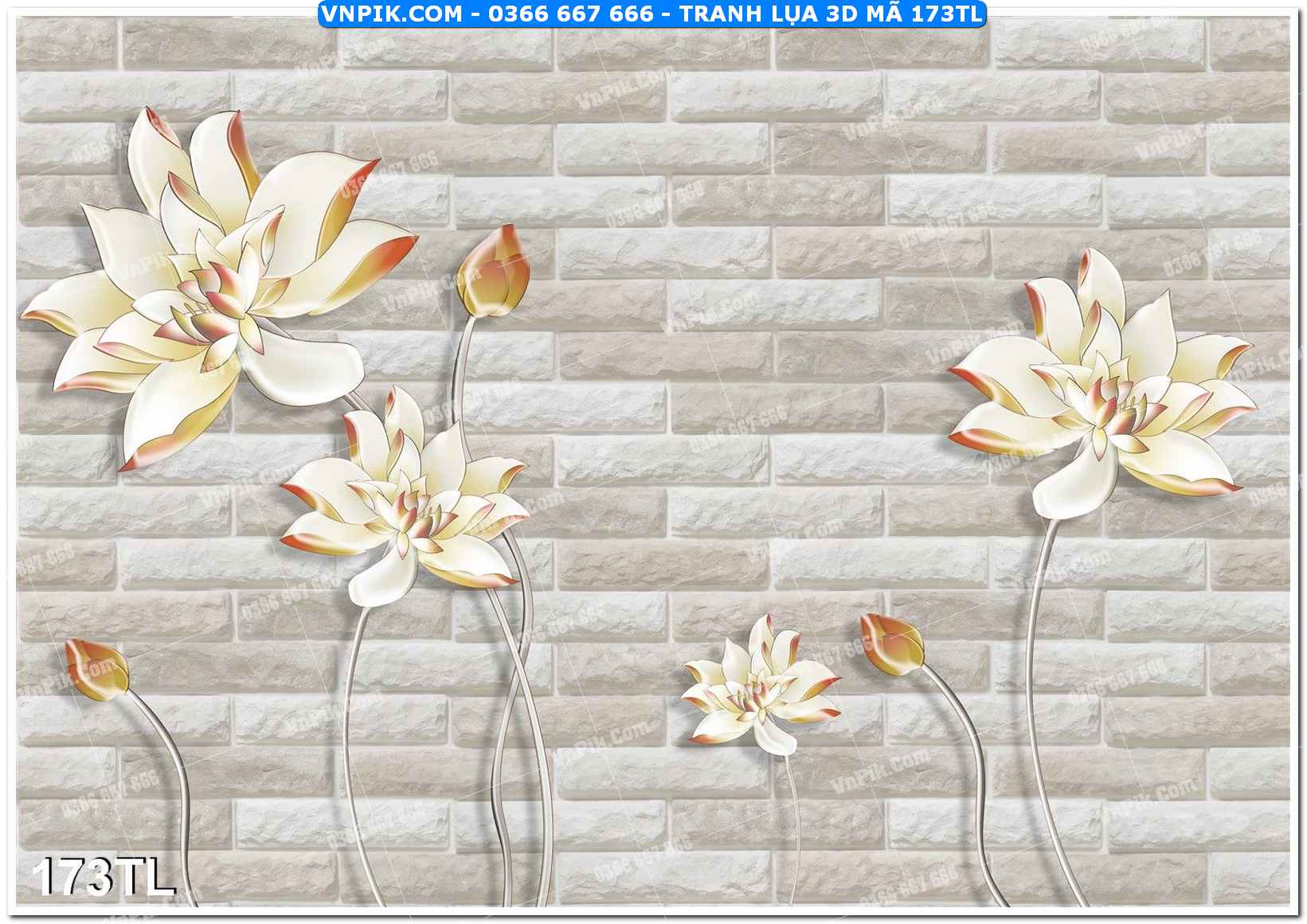 Tranh lụa 3D – Tranh trang trí dán tường 173TL