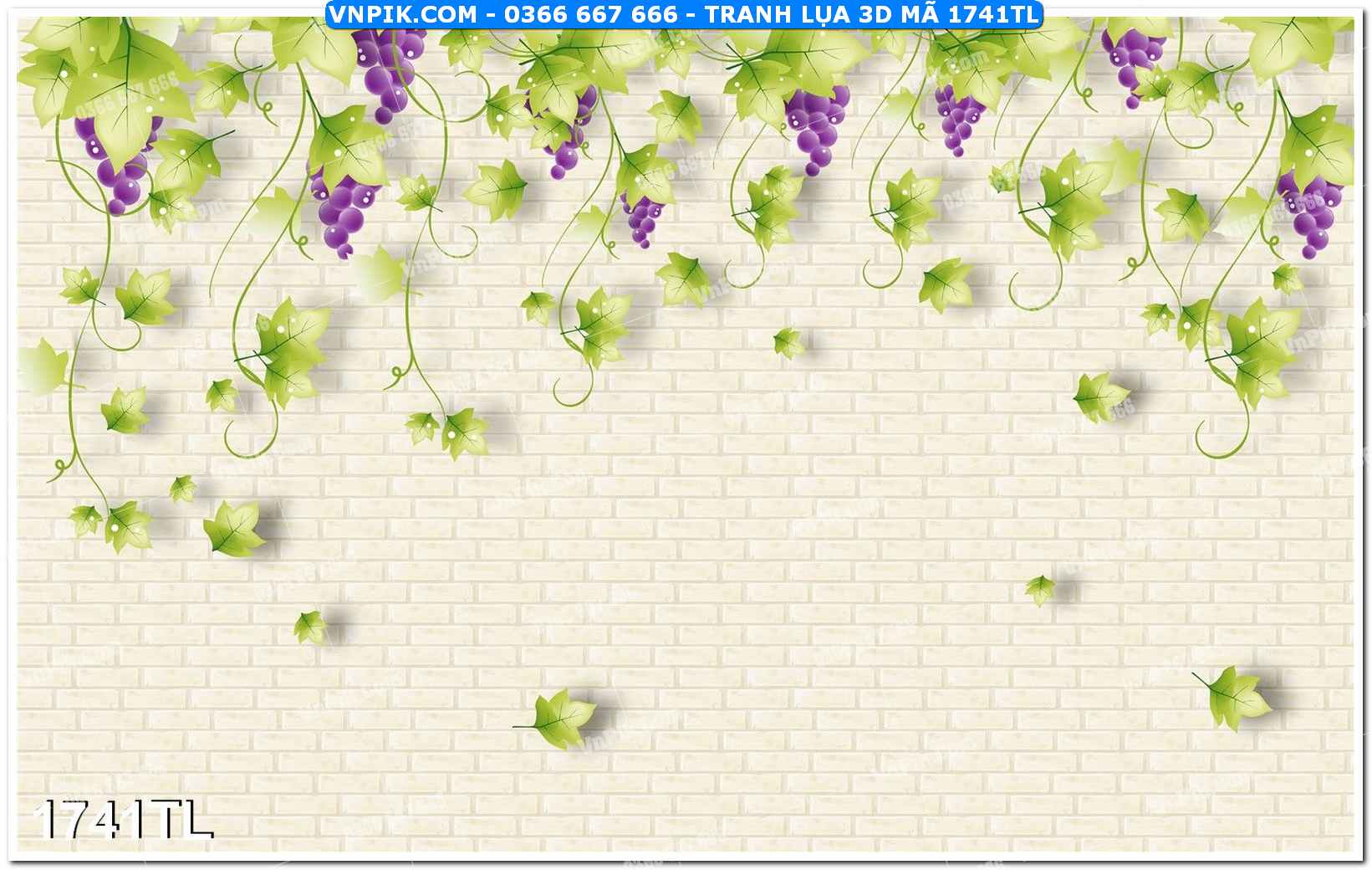 Tranh lụa 3D – Tranh trang trí dán tường 1741TL