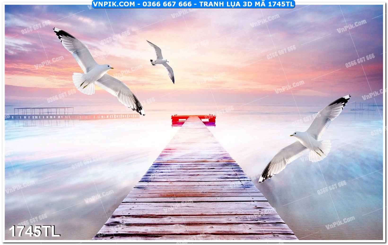 Tranh lụa 3D – Tranh trang trí dán tường 1745TL