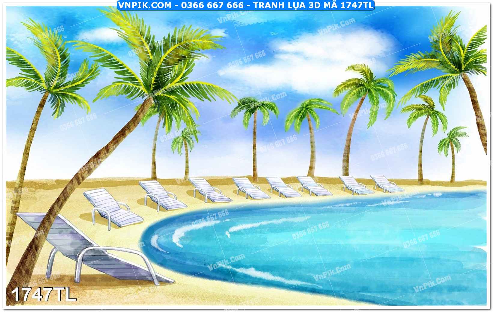 Tranh lụa 3D – Tranh trang trí dán tường 1747TL