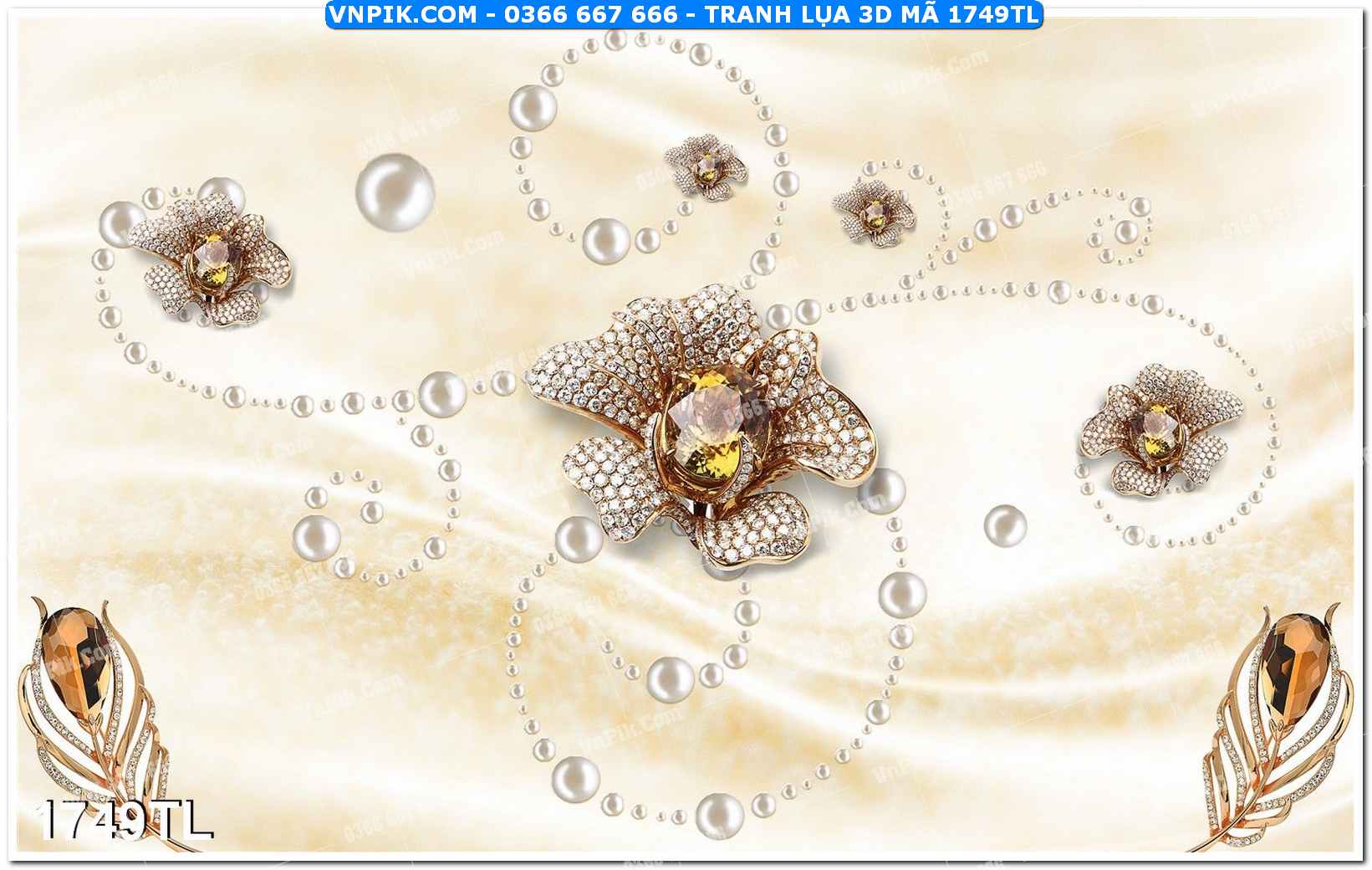 Tranh lụa 3D – Tranh trang trí dán tường 1749TL