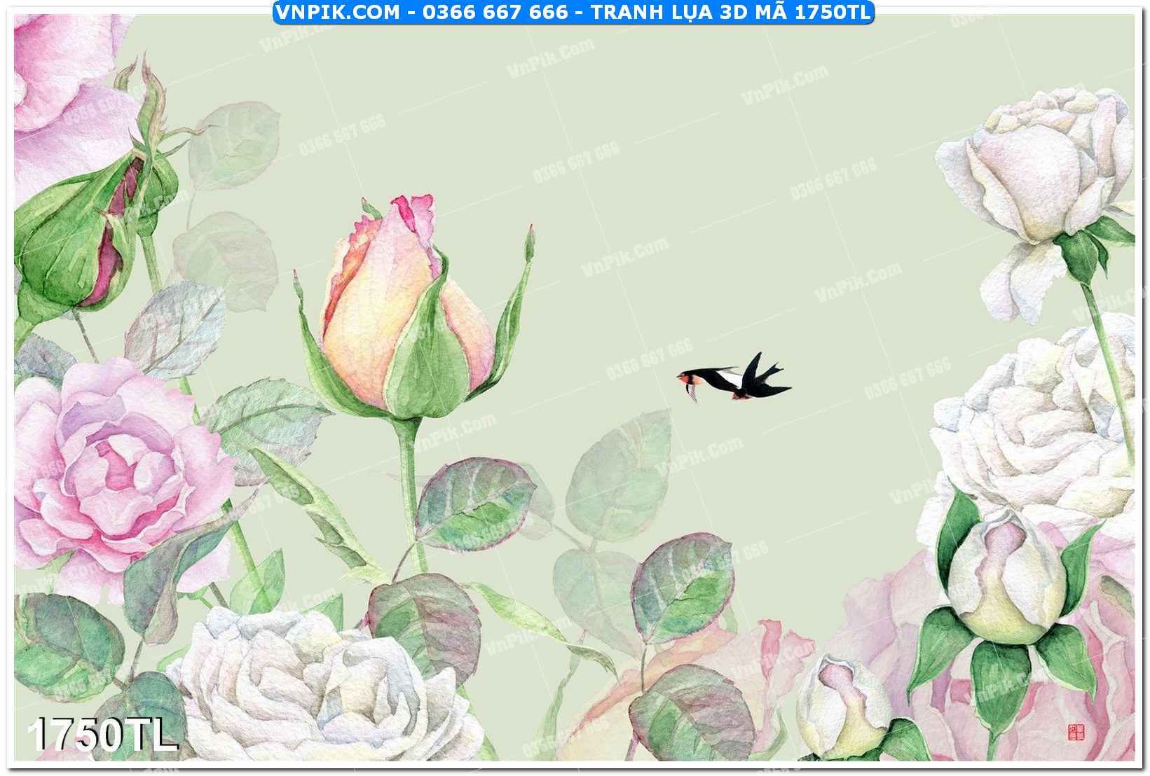 Tranh lụa 3D – Tranh trang trí dán tường 1750TL