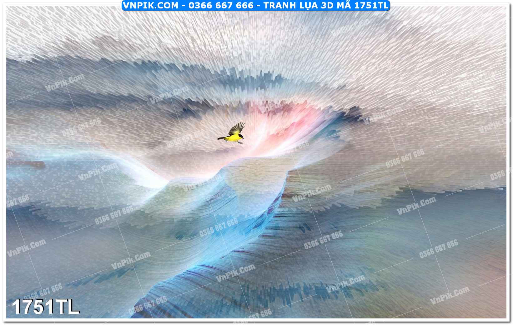 Tranh lụa 3D – Tranh trang trí dán tường 1751TL