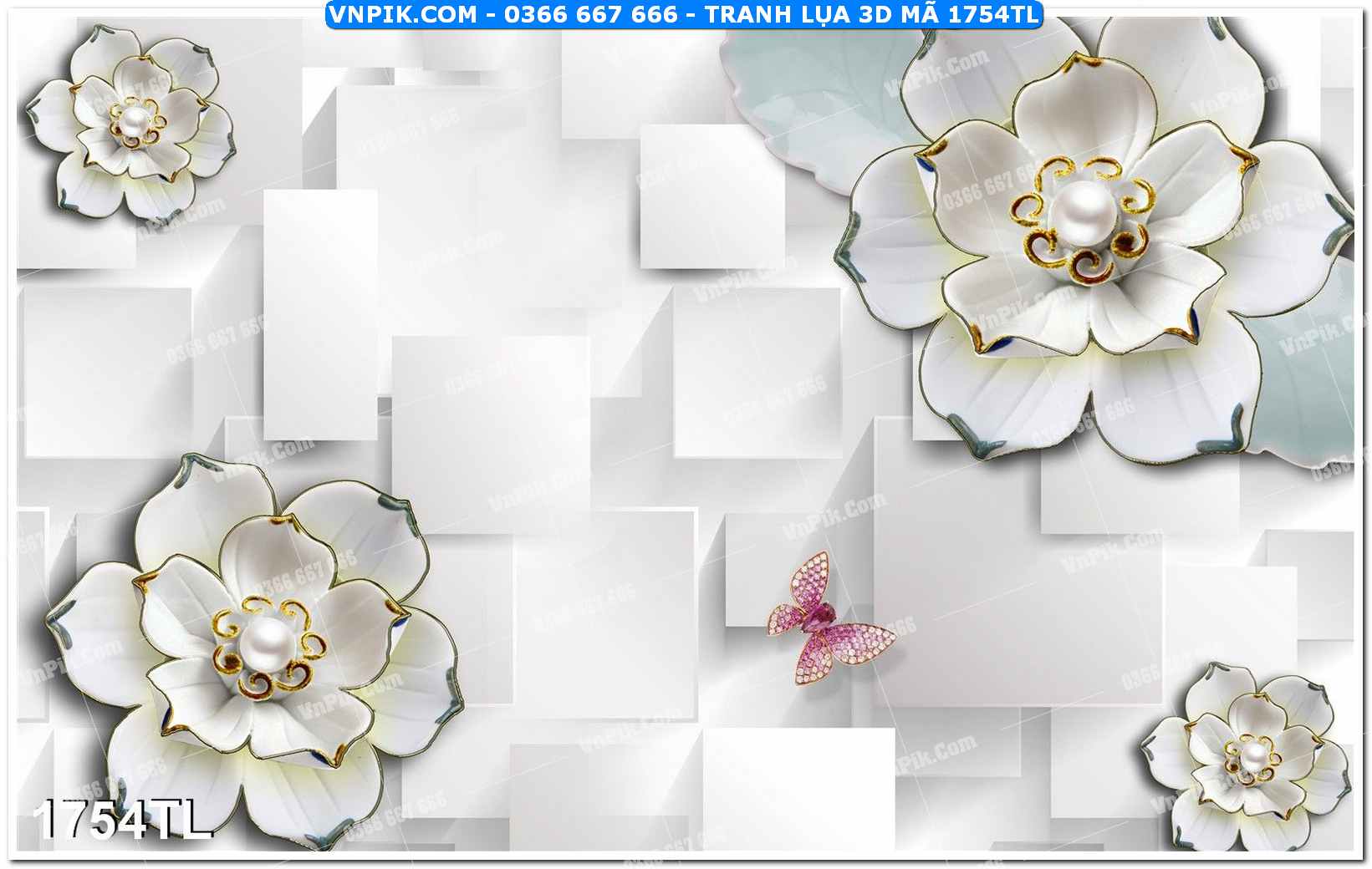 Tranh lụa 3D – Tranh trang trí dán tường 1754TL