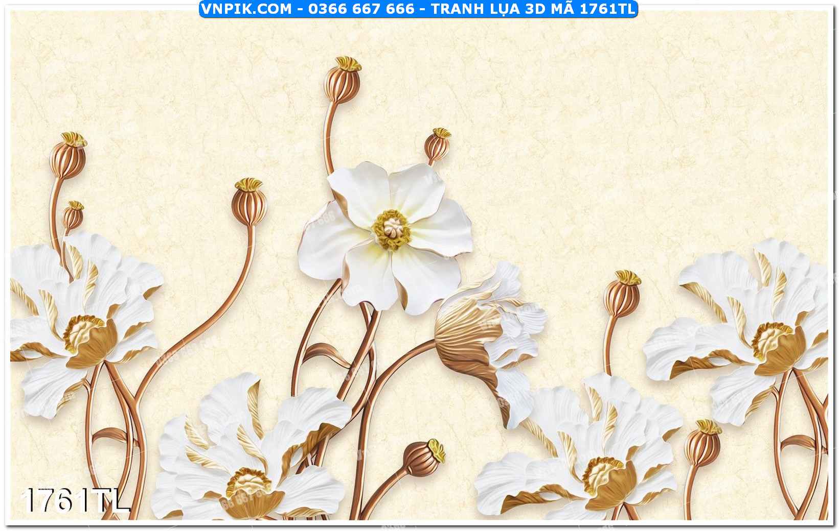 Tranh lụa 3D – Tranh trang trí dán tường 1761TL