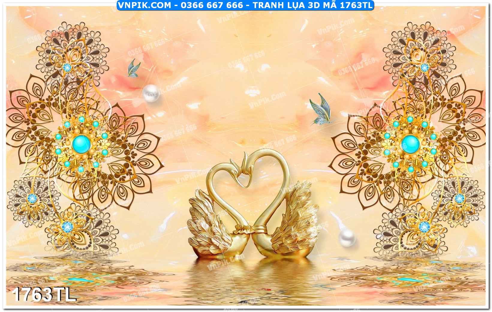 Tranh lụa 3D – Tranh trang trí dán tường 1763TL