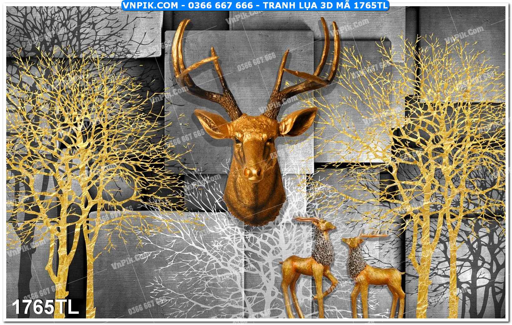 Tranh lụa 3D – Tranh trang trí dán tường 1765TL