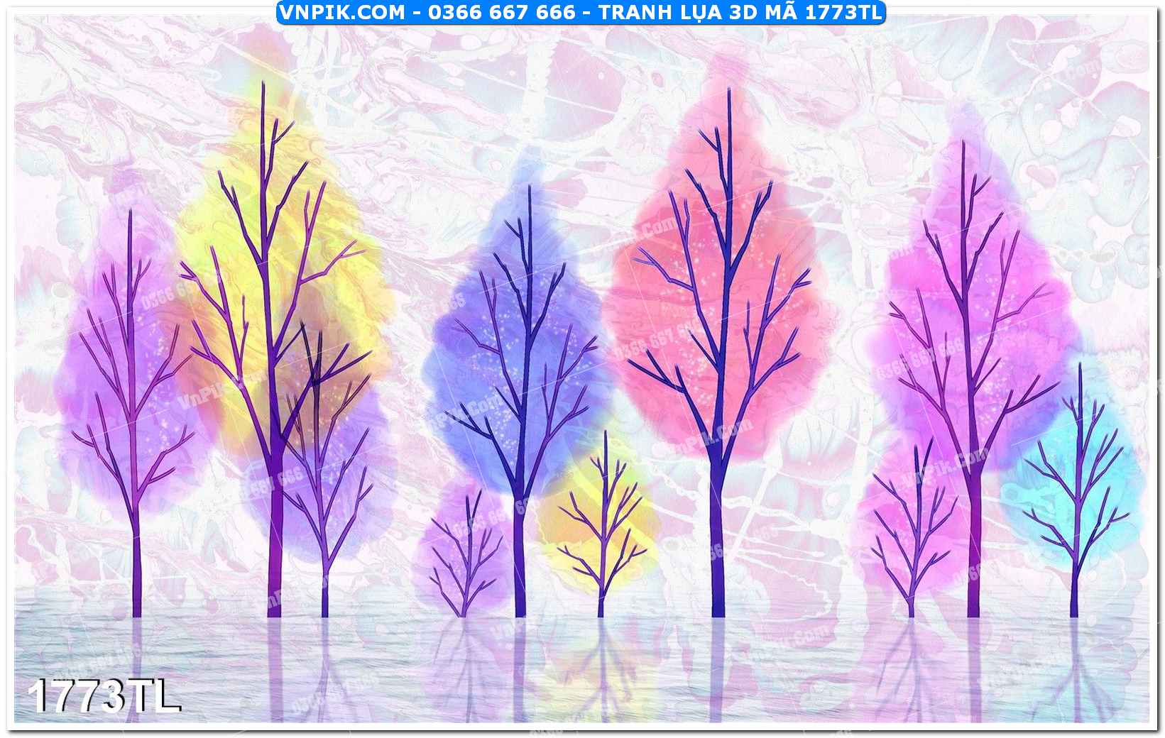 Tranh lụa 3D – Tranh trang trí dán tường 1773TL