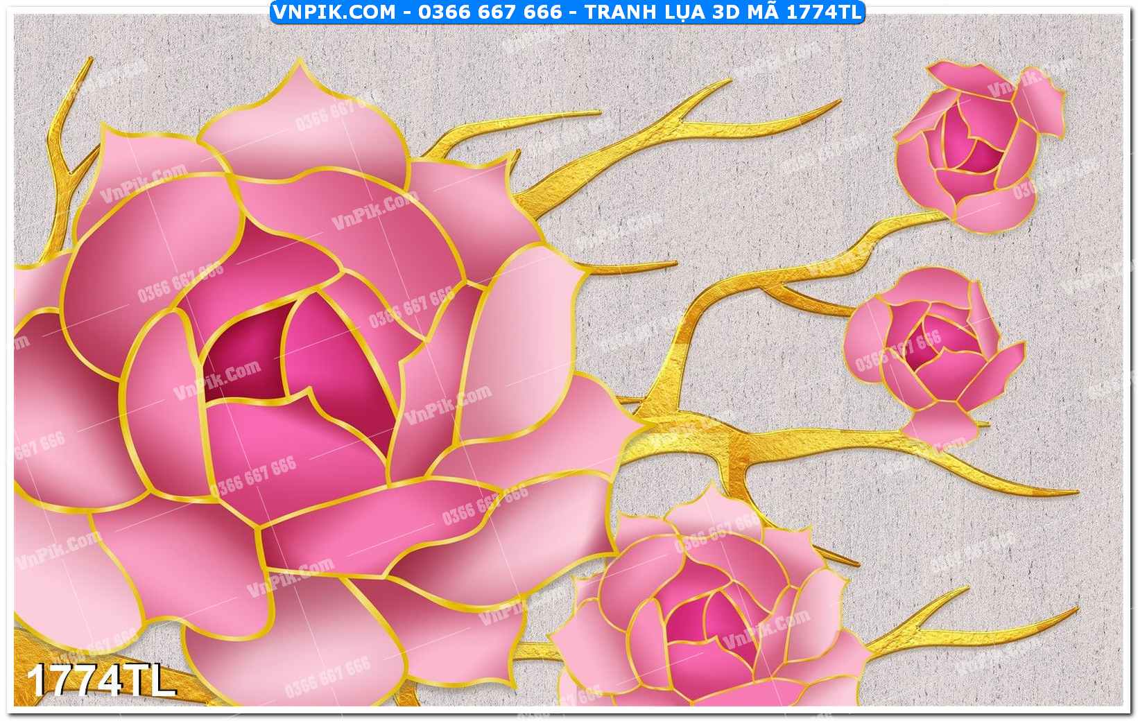 Tranh lụa 3D – Tranh trang trí dán tường 1774TL