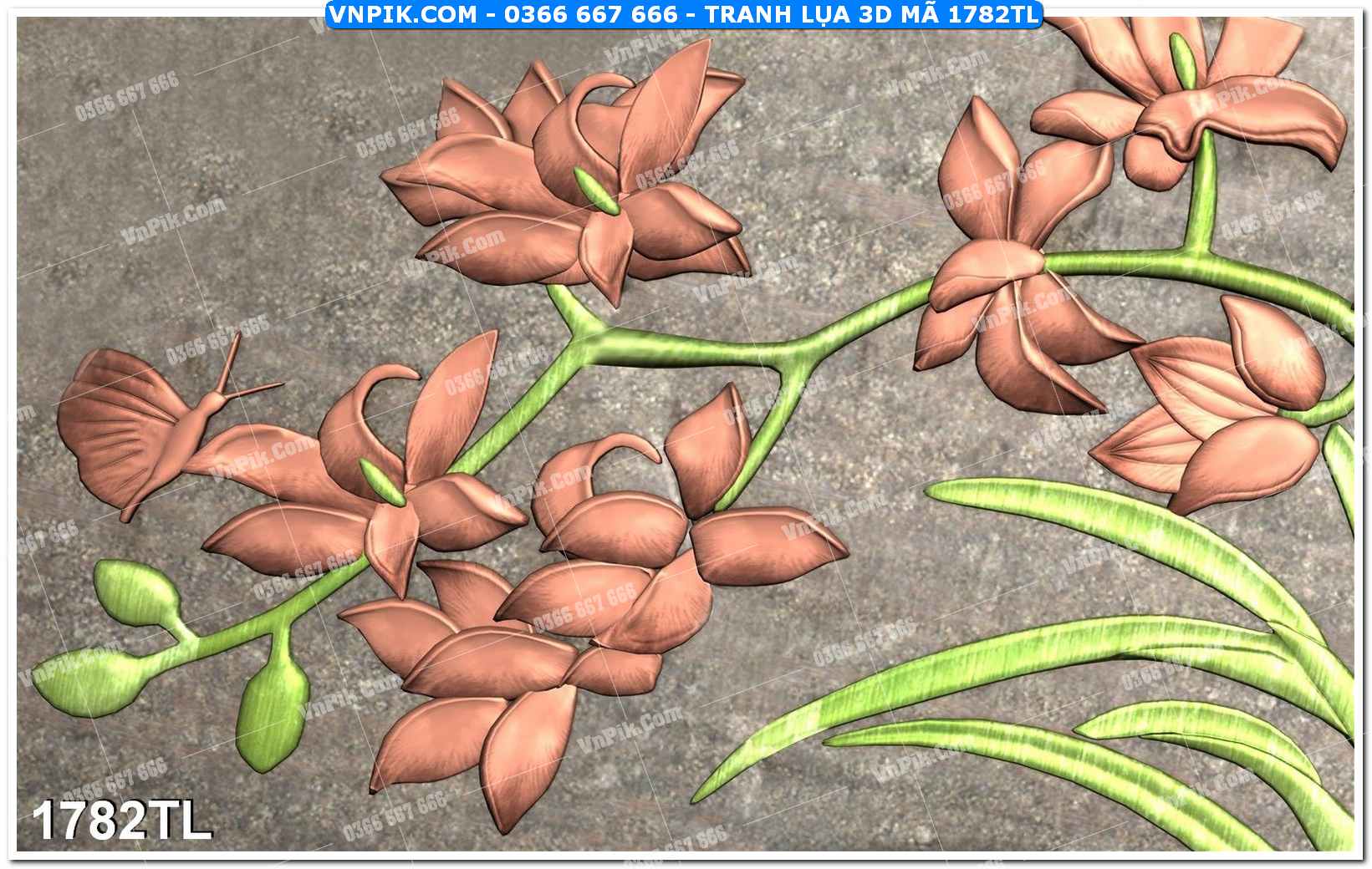 Tranh lụa 3D – Tranh trang trí dán tường 1782TL