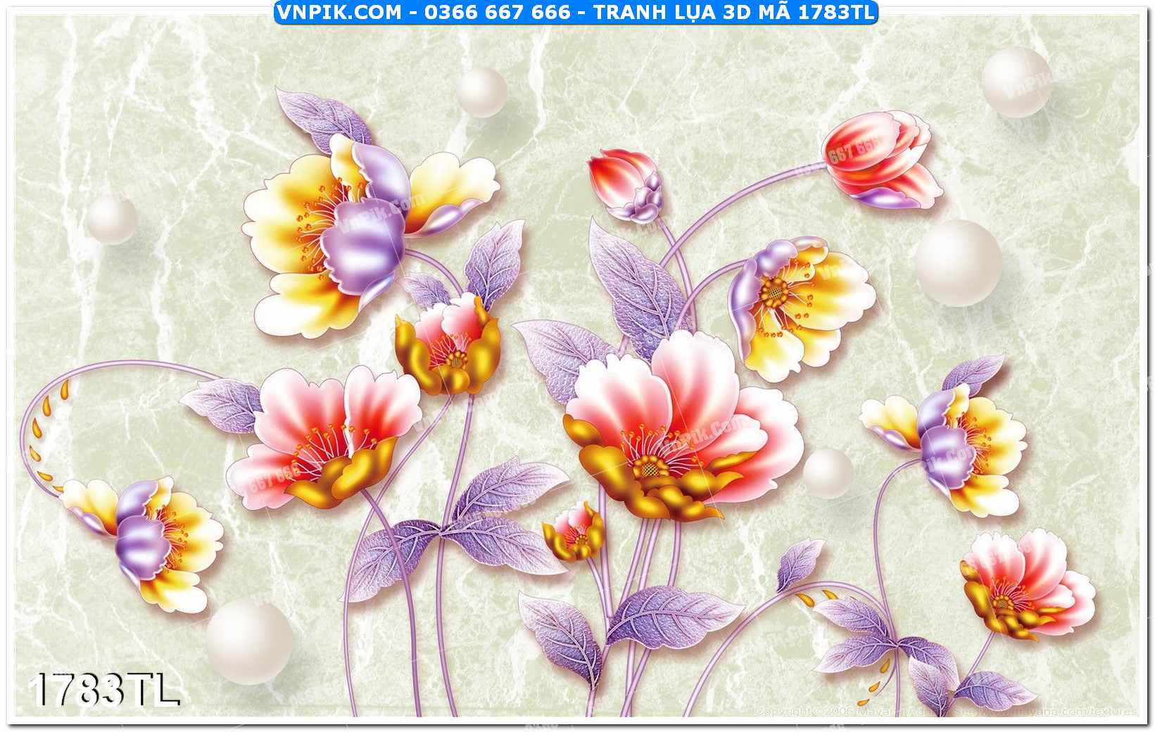 Tranh lụa 3D – Tranh trang trí dán tường 1783TL