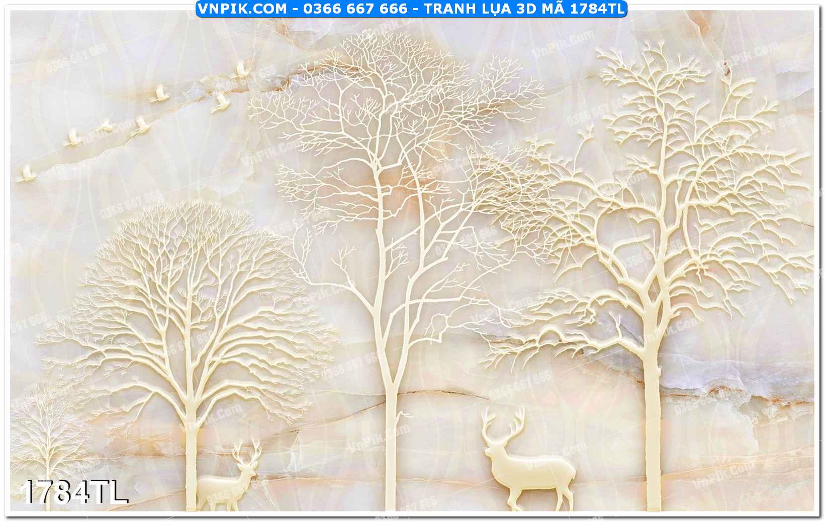 Tranh lụa 3D – Tranh trang trí dán tường 1784TL