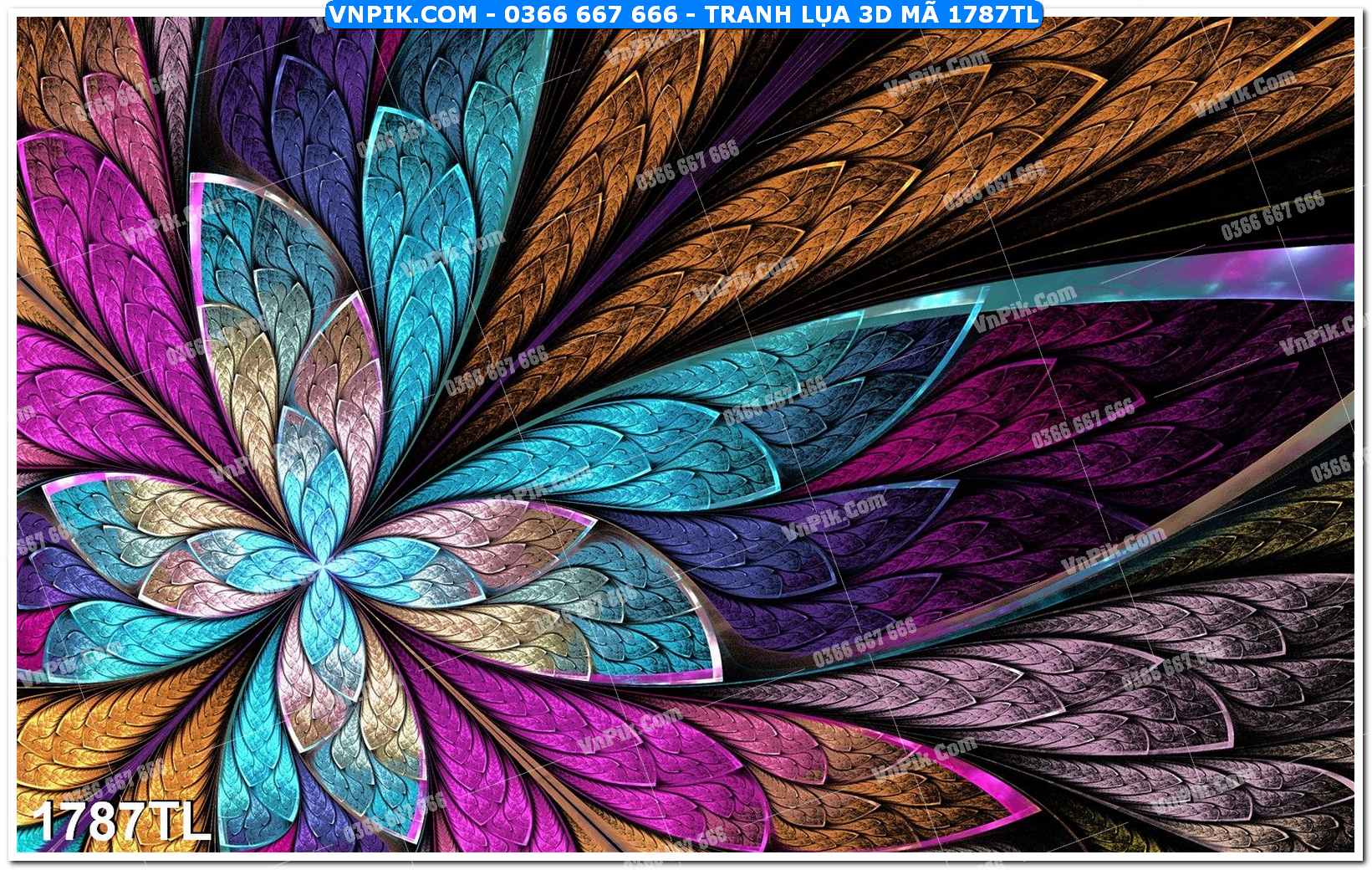 Tranh lụa 3D – Tranh trang trí dán tường 1787TL