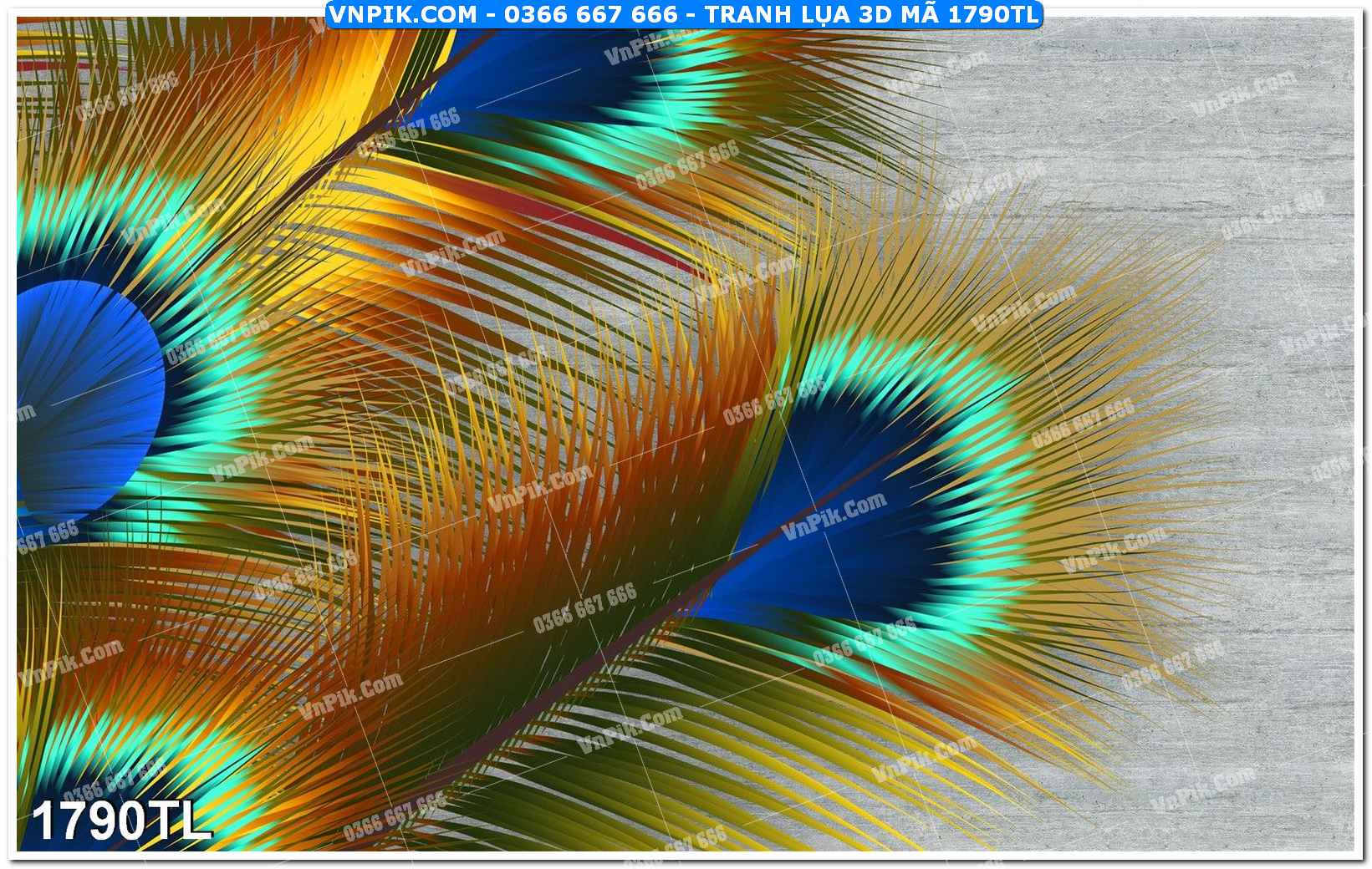 Tranh lụa 3D – Tranh trang trí dán tường 1790TL