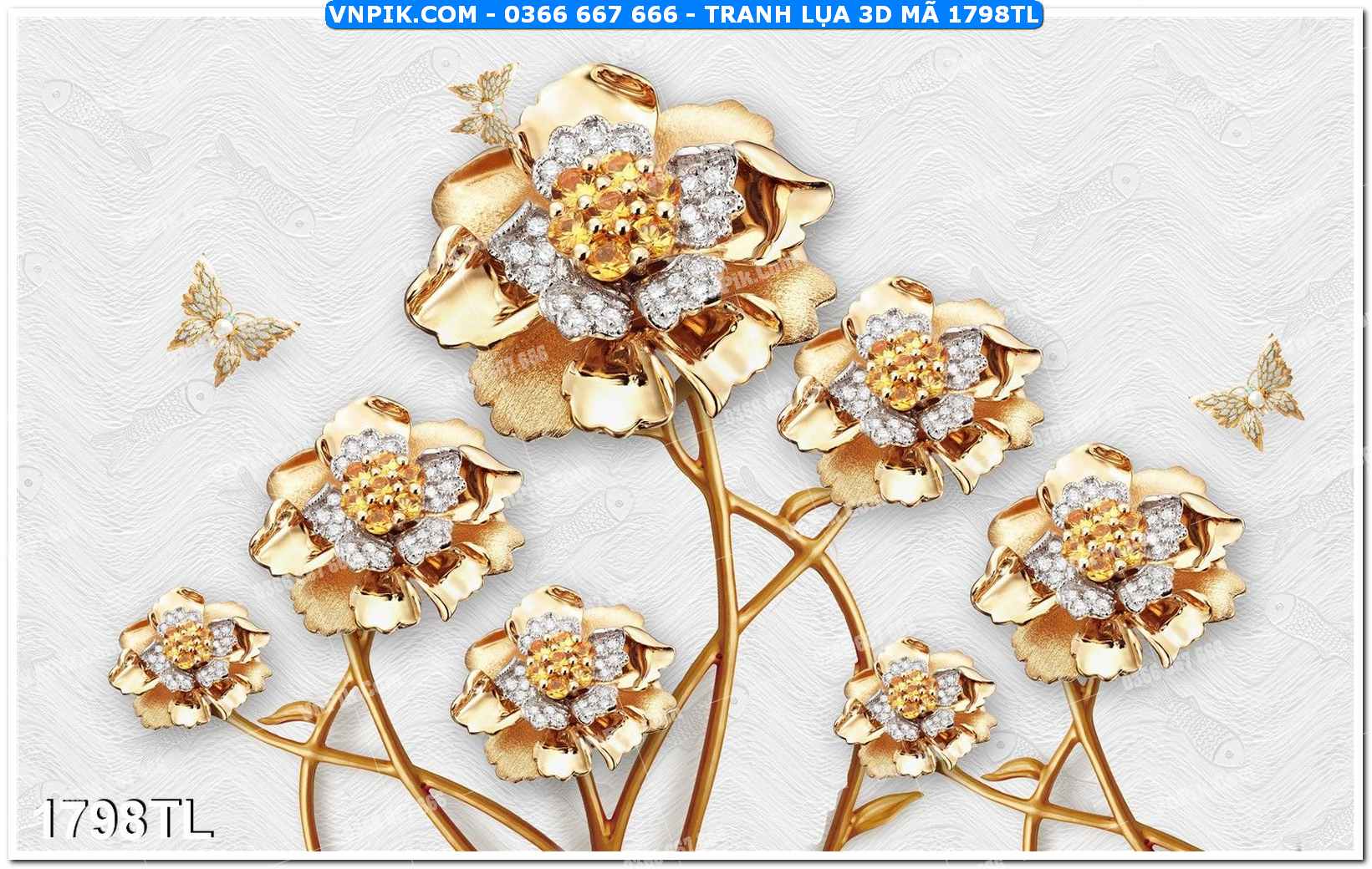 Tranh lụa 3D – Tranh trang trí dán tường 1798TL