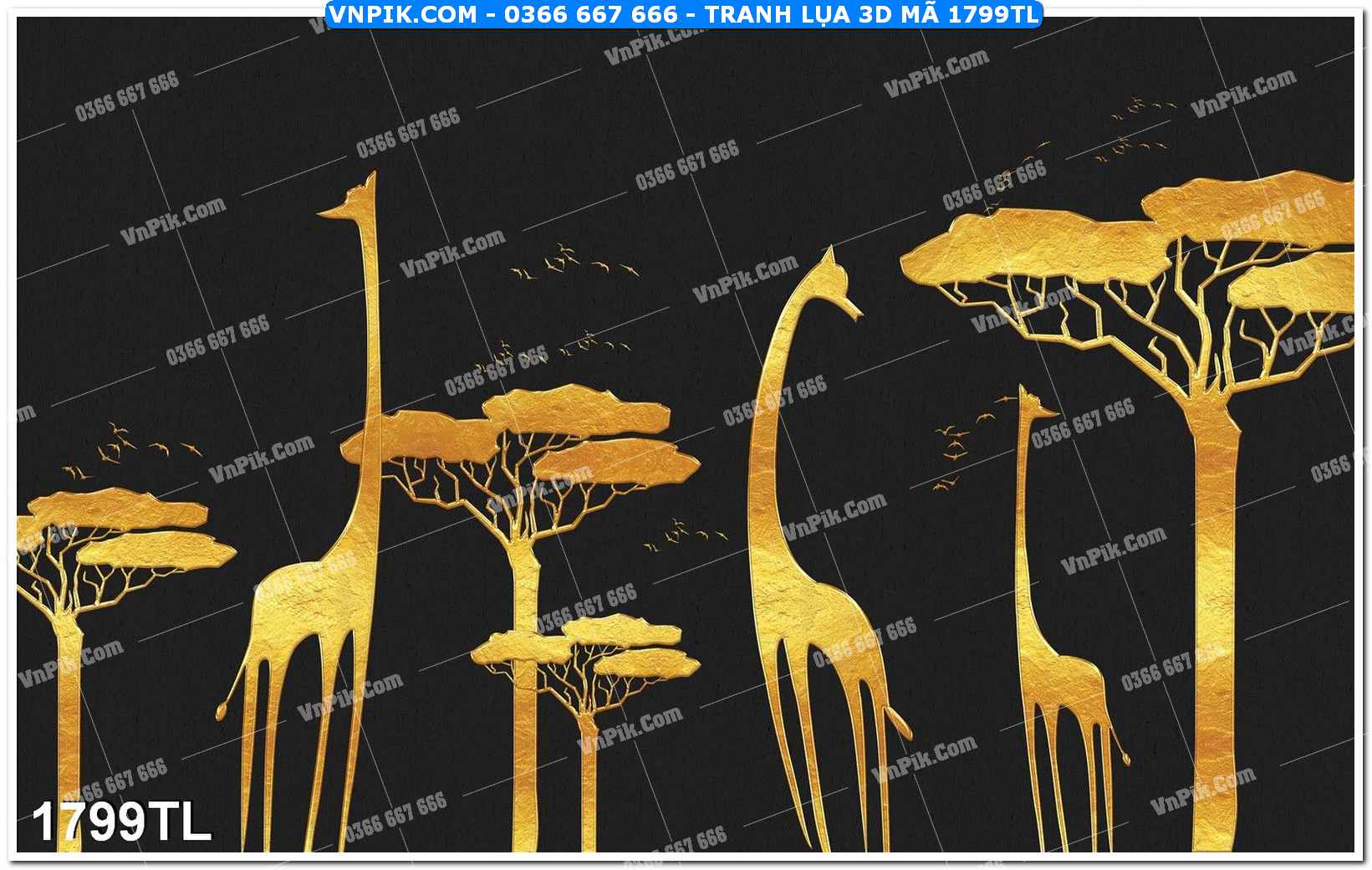 Tranh lụa 3D – Tranh trang trí dán tường 1799TL