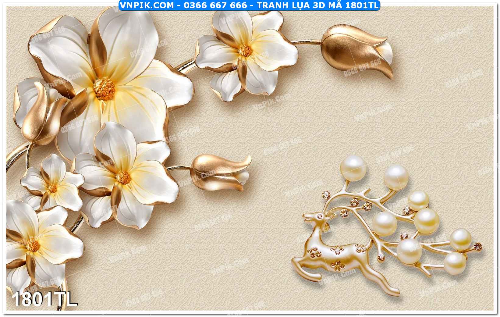 Tranh lụa 3D – Tranh trang trí dán tường 1801TL