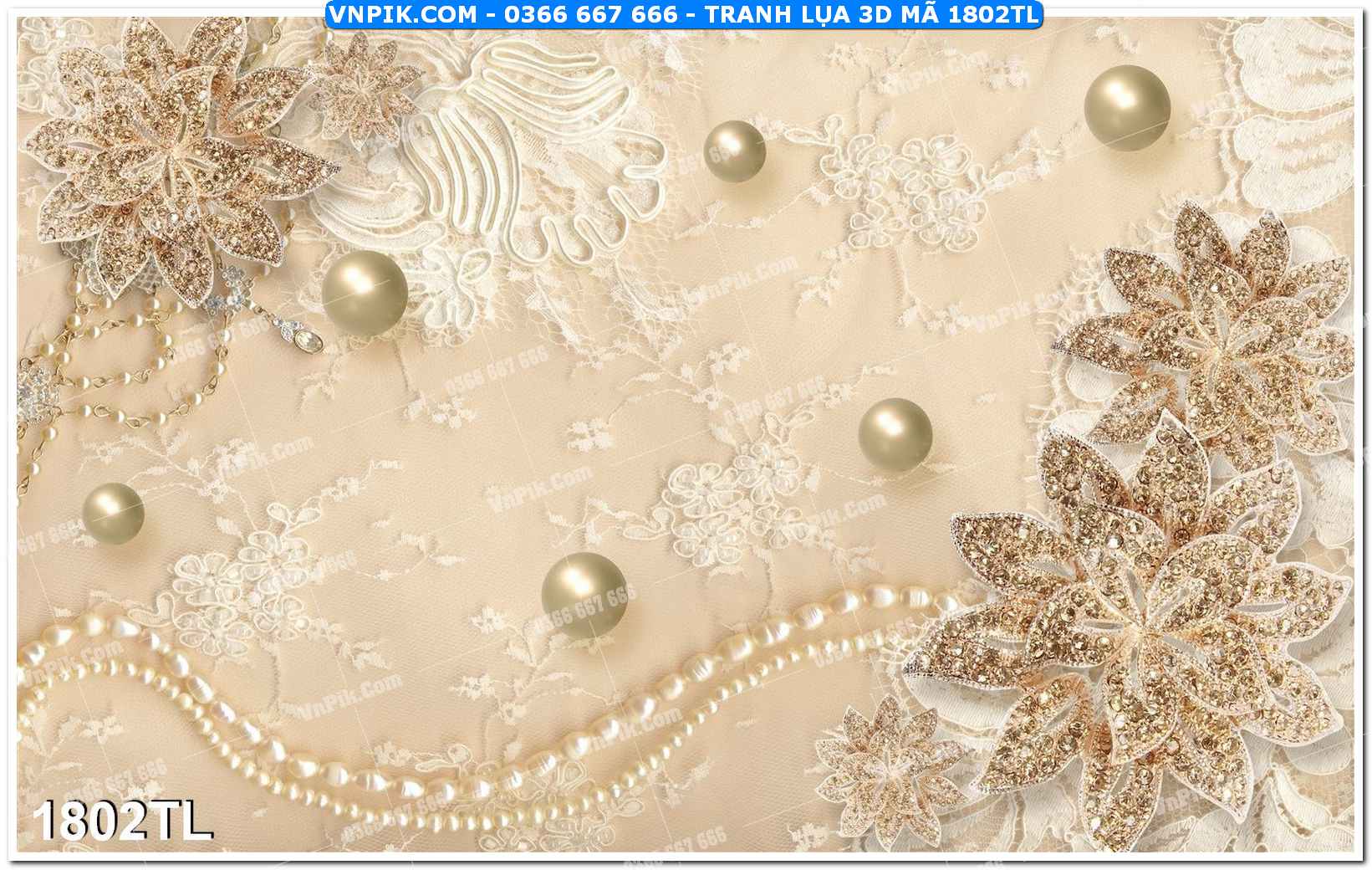 Tranh lụa 3D – Tranh trang trí dán tường 1802TL