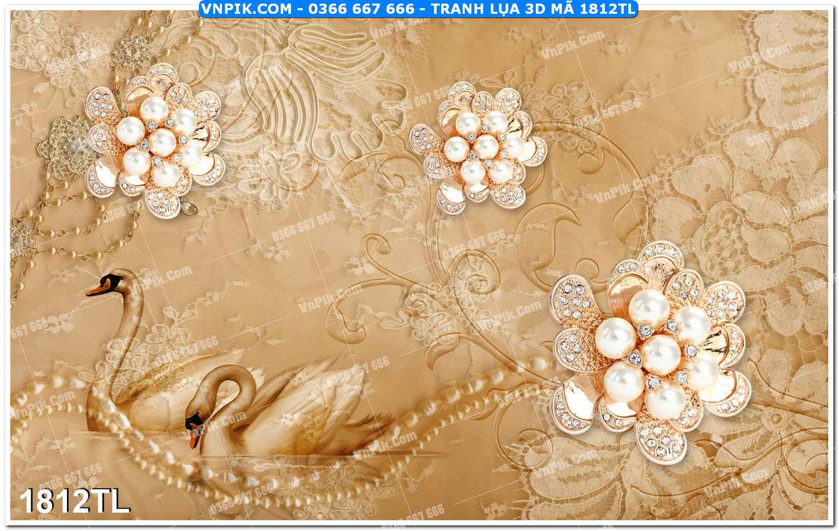 Tranh lụa 3D – Tranh trang trí dán tường 1812TL