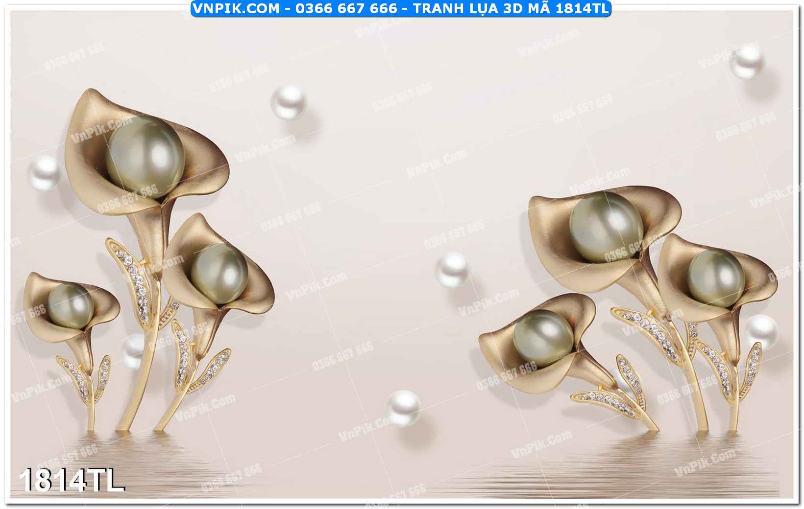 Tranh lụa 3D – Tranh trang trí dán tường 1814TL