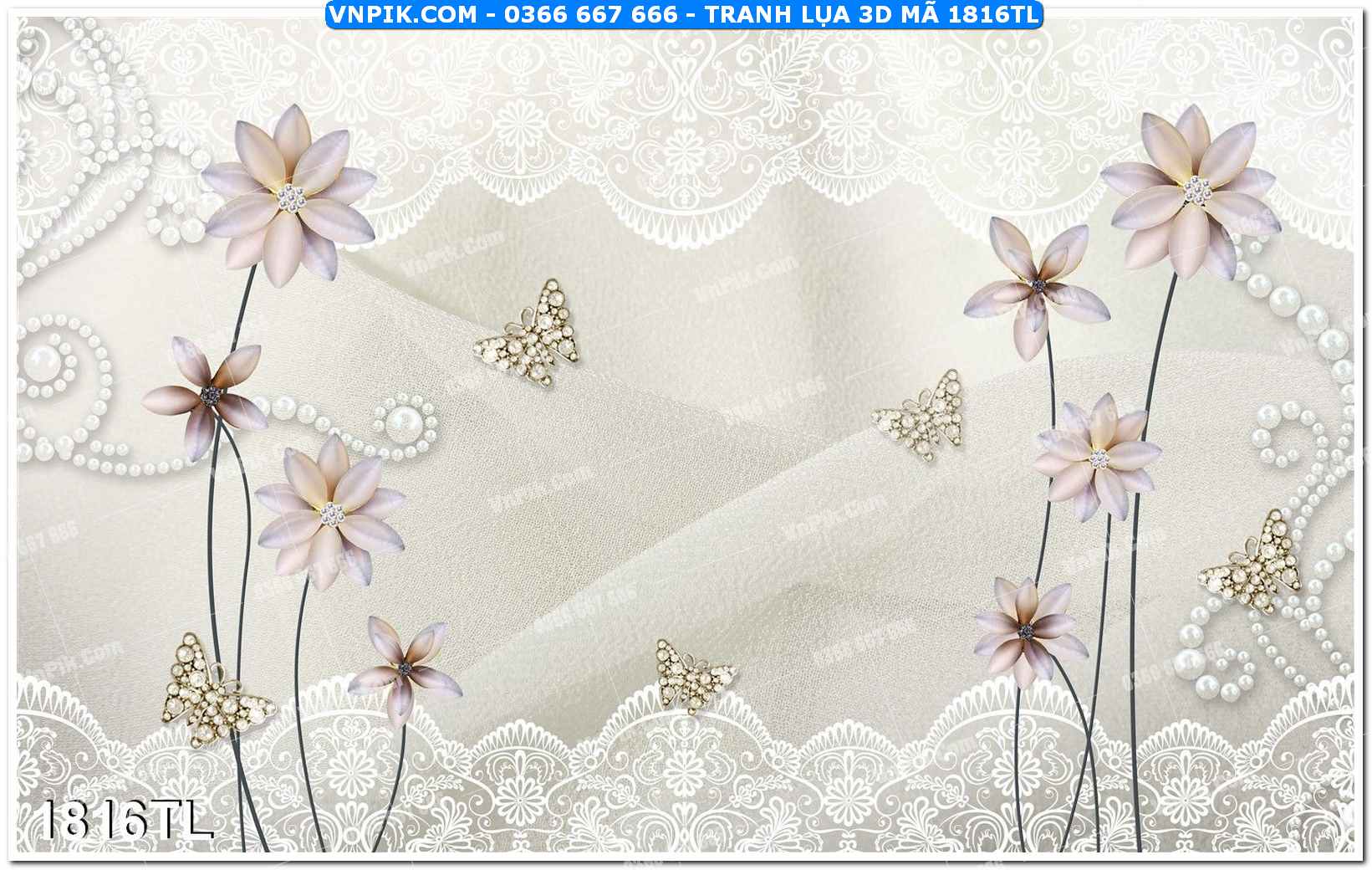 Tranh lụa 3D – Tranh trang trí dán tường 1816TL