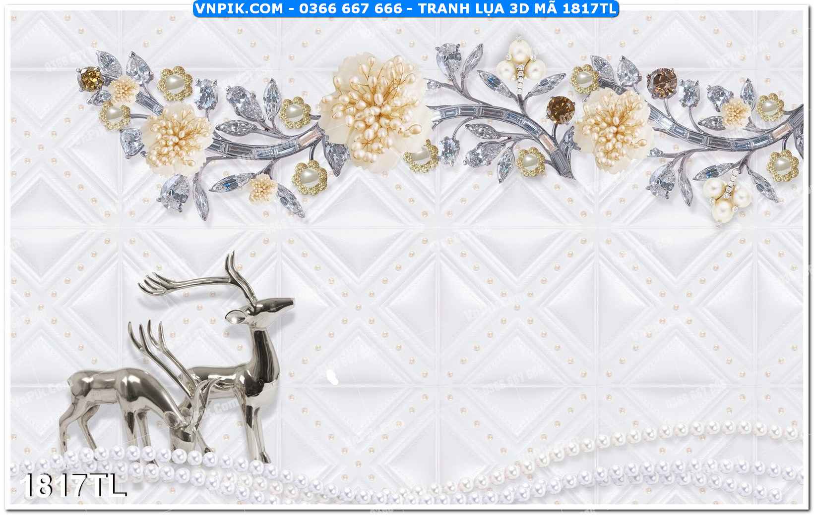 Tranh lụa 3D – Tranh trang trí dán tường 1817TL