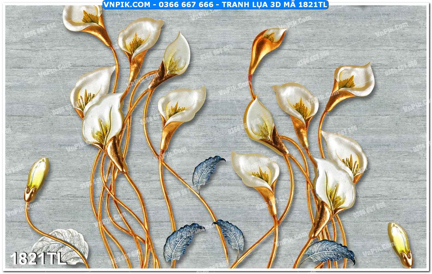 Tranh lụa 3D – Tranh trang trí dán tường 1821TL