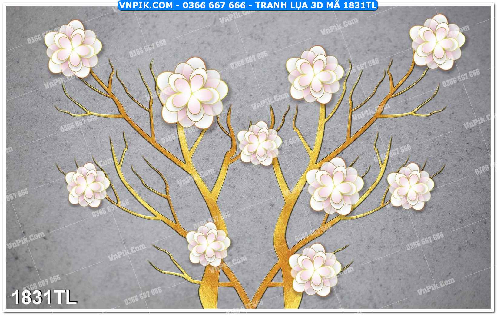 Tranh lụa 3D – Tranh trang trí dán tường 1831TL