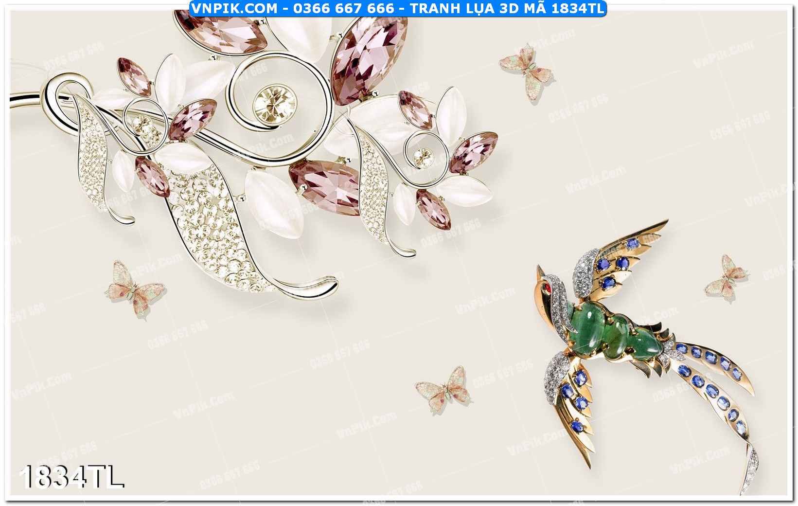 Tranh lụa 3D – Tranh trang trí dán tường 1834TL