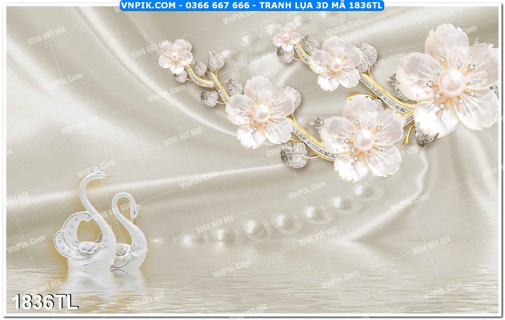 Tranh lụa 3D – Tranh trang trí dán tường 1836TL