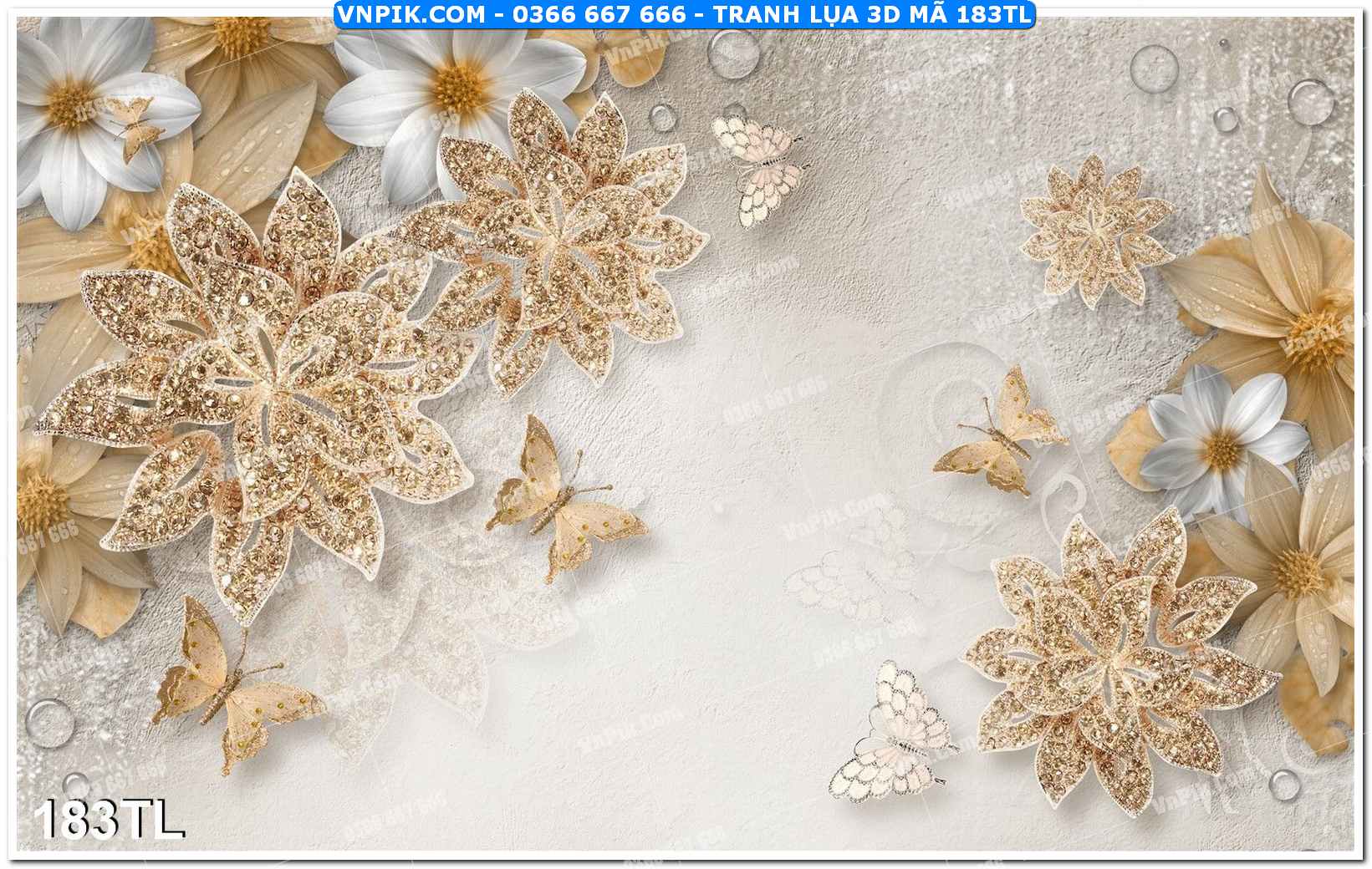 Tranh lụa 3D – Tranh trang trí dán tường 183TL