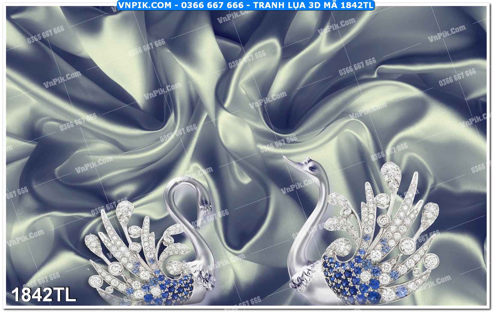 Tranh lụa 3D – Tranh trang trí dán tường 1842TL