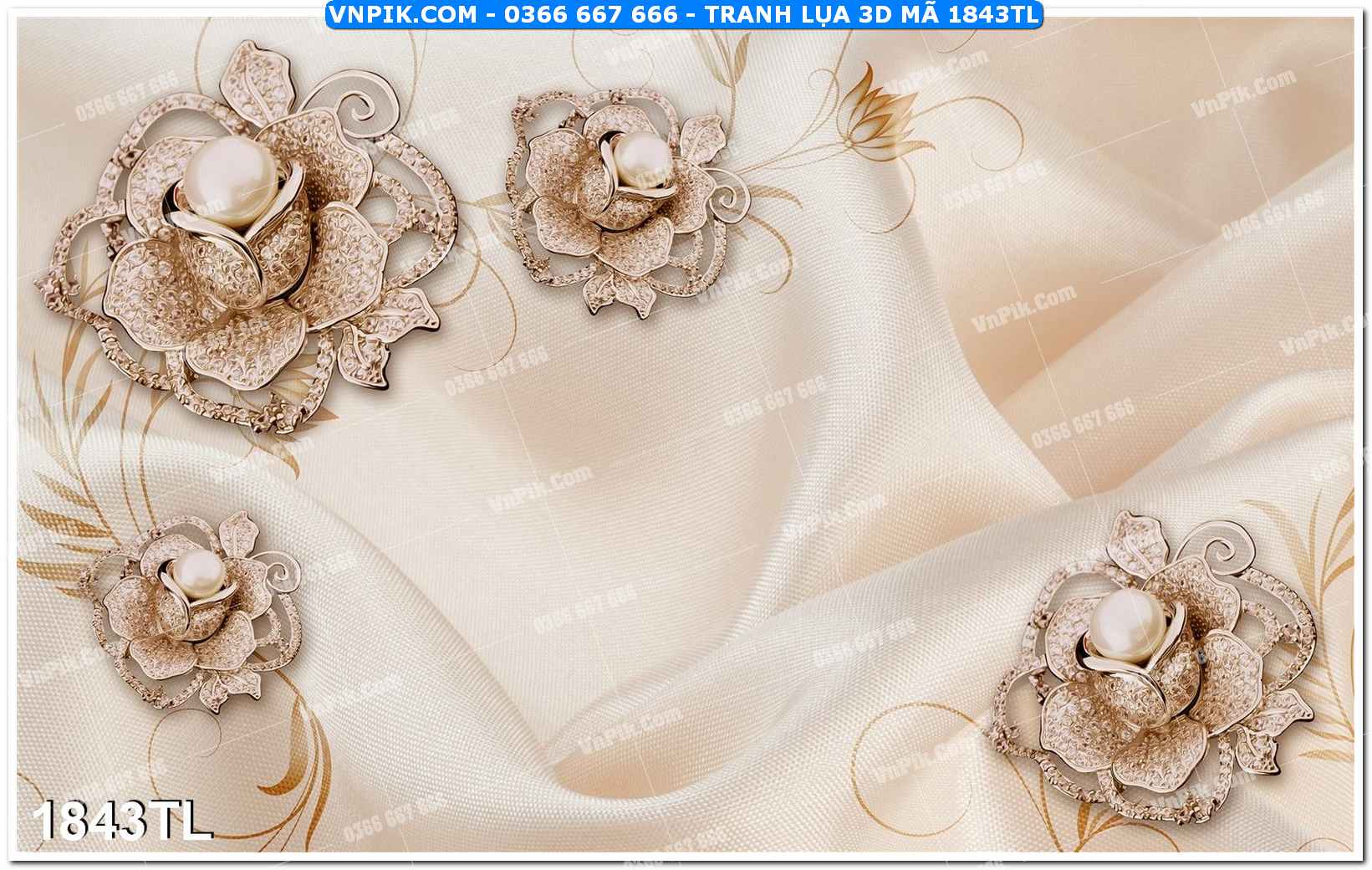 Tranh lụa 3D – Tranh trang trí dán tường 1843TL