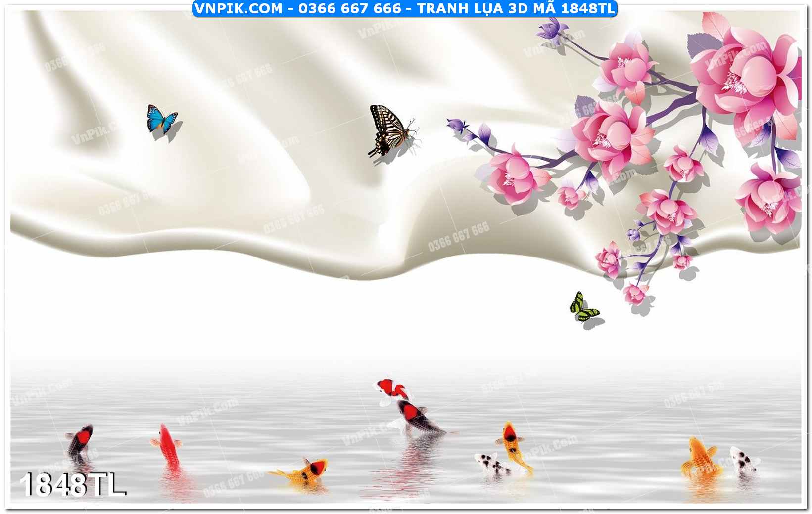 Tranh lụa 3D – Tranh trang trí dán tường 1848TL