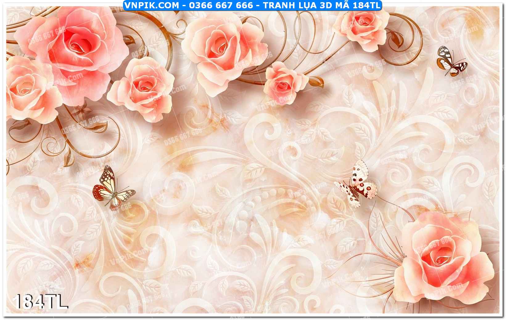 Tranh lụa 3D – Tranh trang trí dán tường 184TL