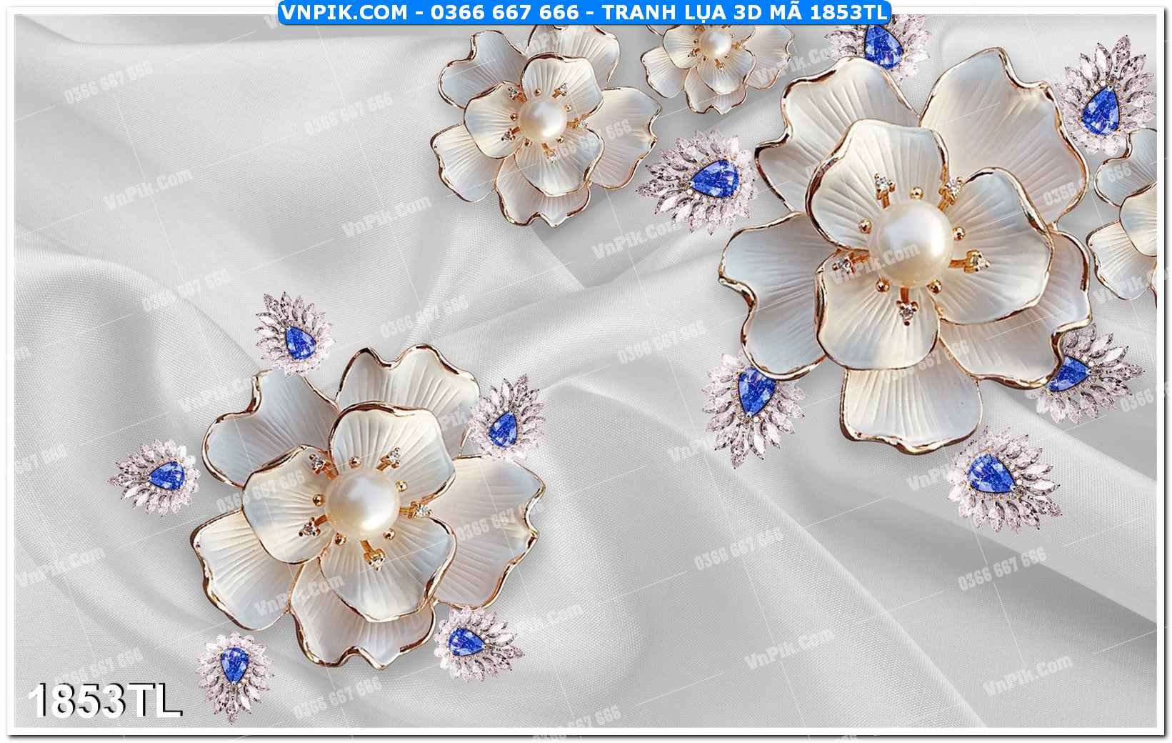 Tranh lụa 3D – Tranh trang trí dán tường 1853TL