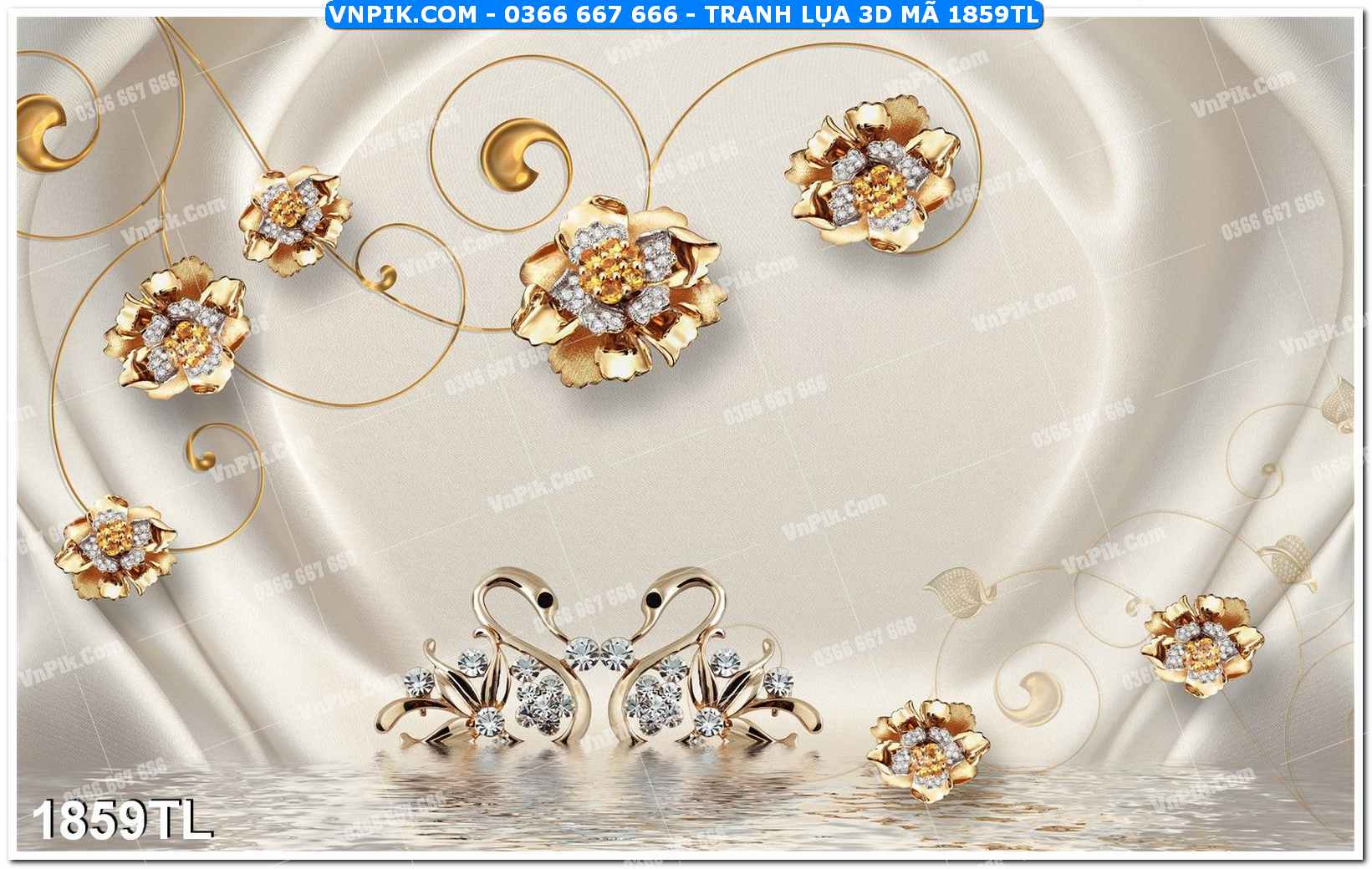 Tranh lụa 3D – Tranh trang trí dán tường 1859TL