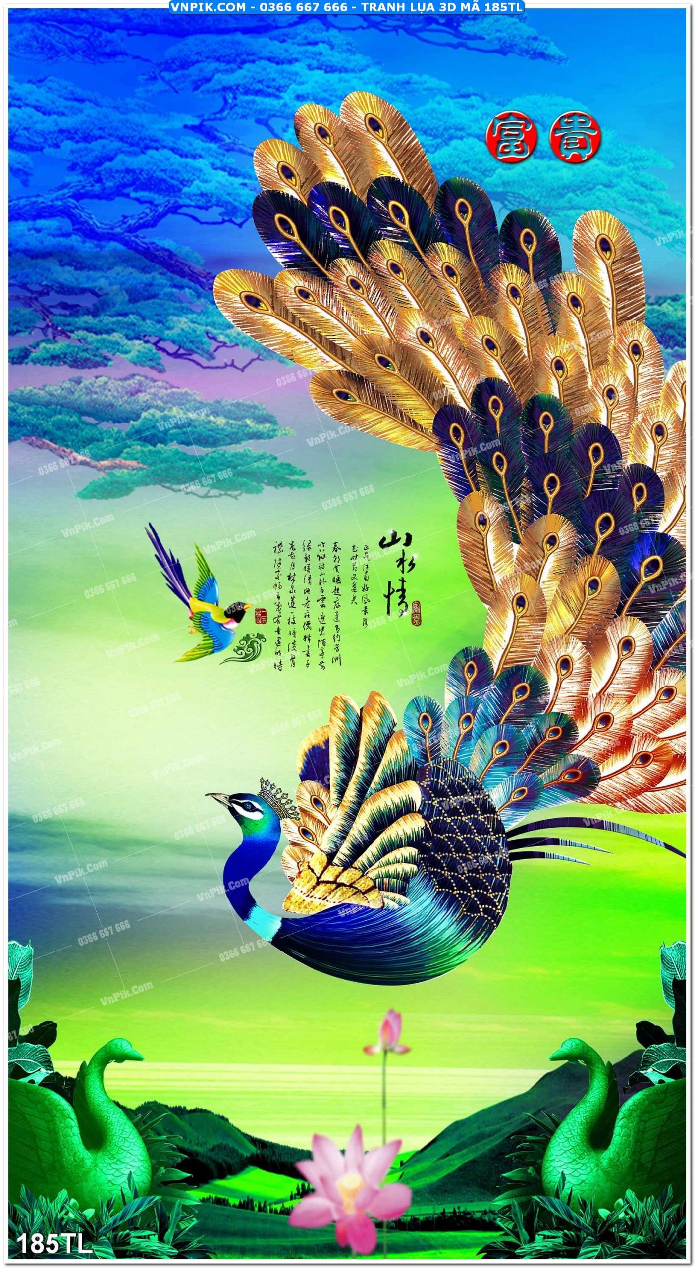 Tranh lụa 3D – Tranh trang trí dán tường 185TL