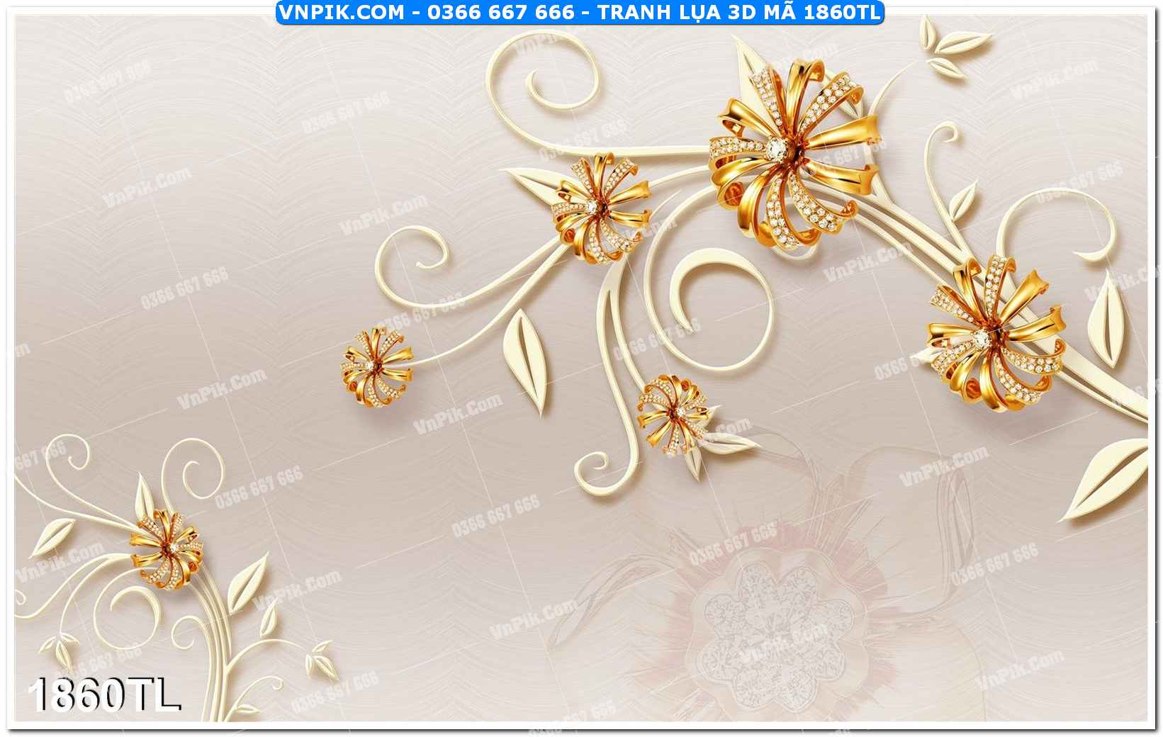 Tranh lụa 3D – Tranh trang trí dán tường 1860TL