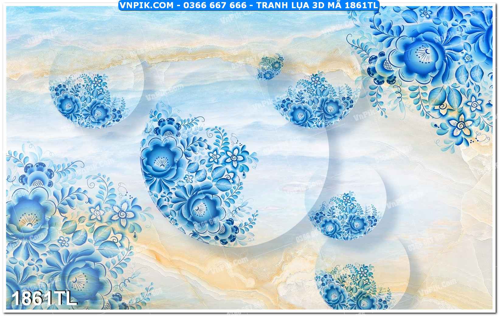 Tranh lụa 3D – Tranh trang trí dán tường 1861TL