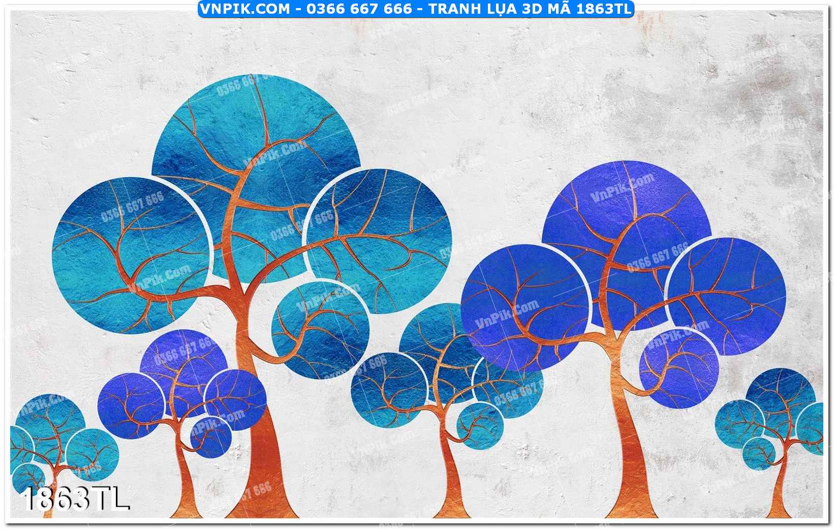 Tranh lụa 3D – Tranh trang trí dán tường 1863TL