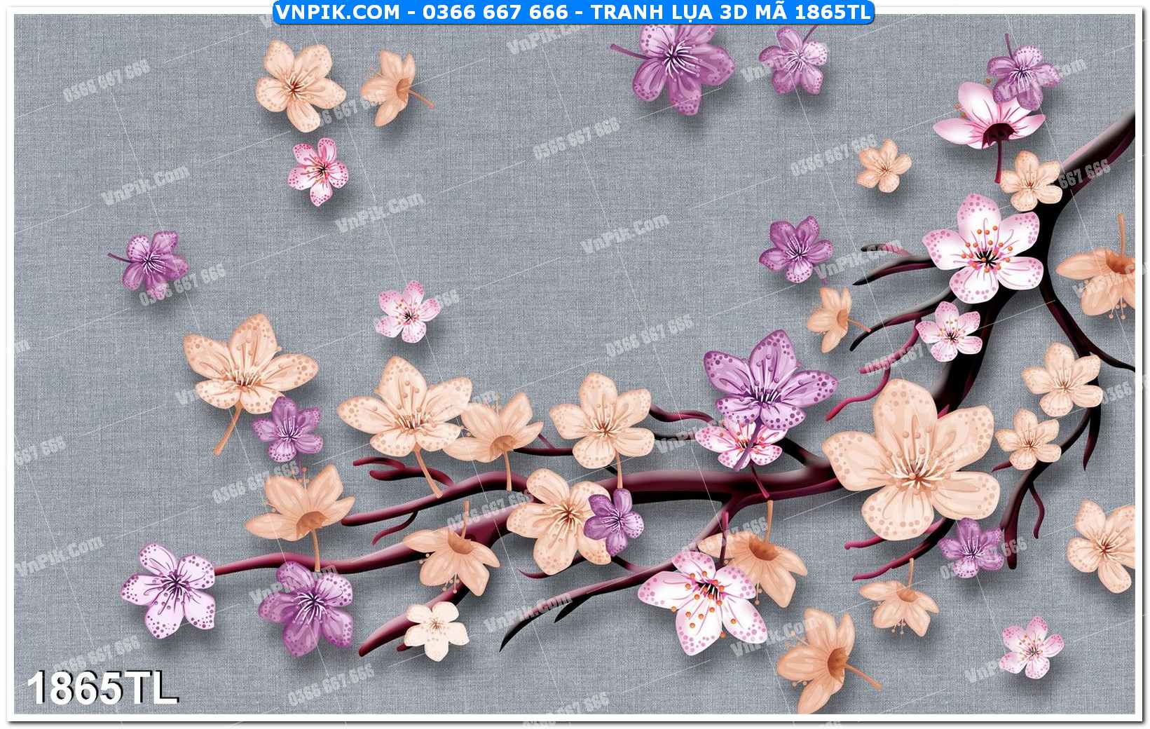 Tranh lụa 3D – Tranh trang trí dán tường 1865TL