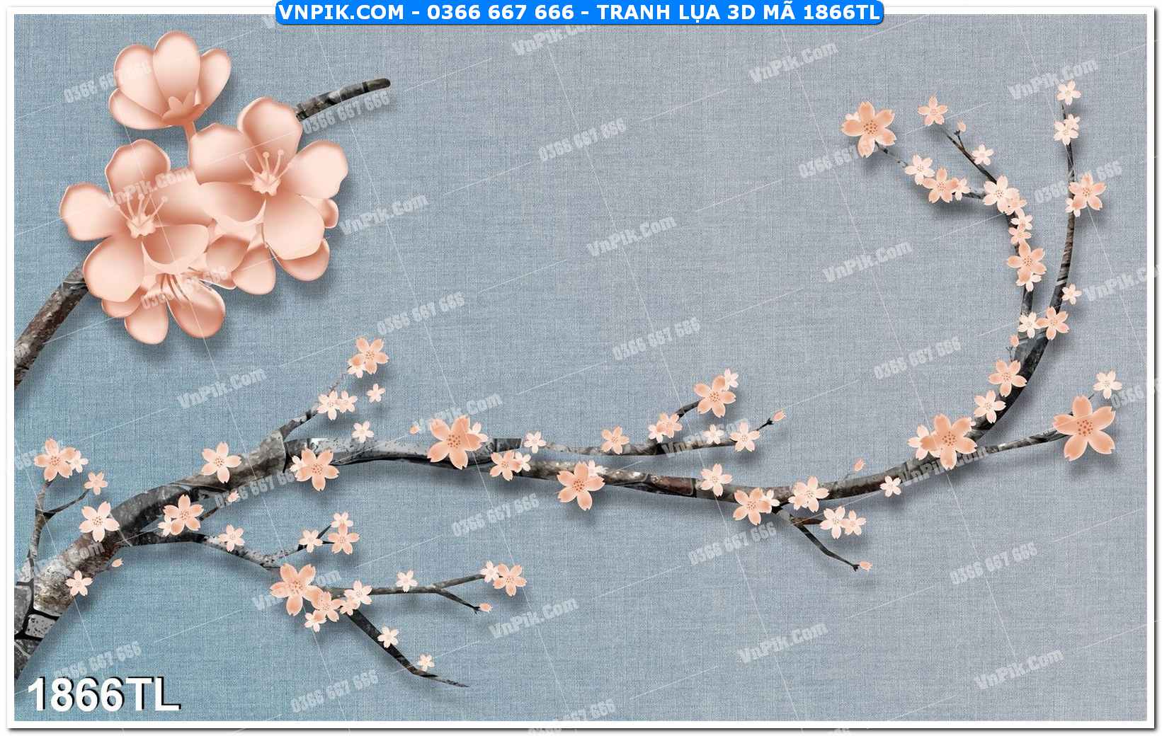 Tranh lụa 3D – Tranh trang trí dán tường 1866TL