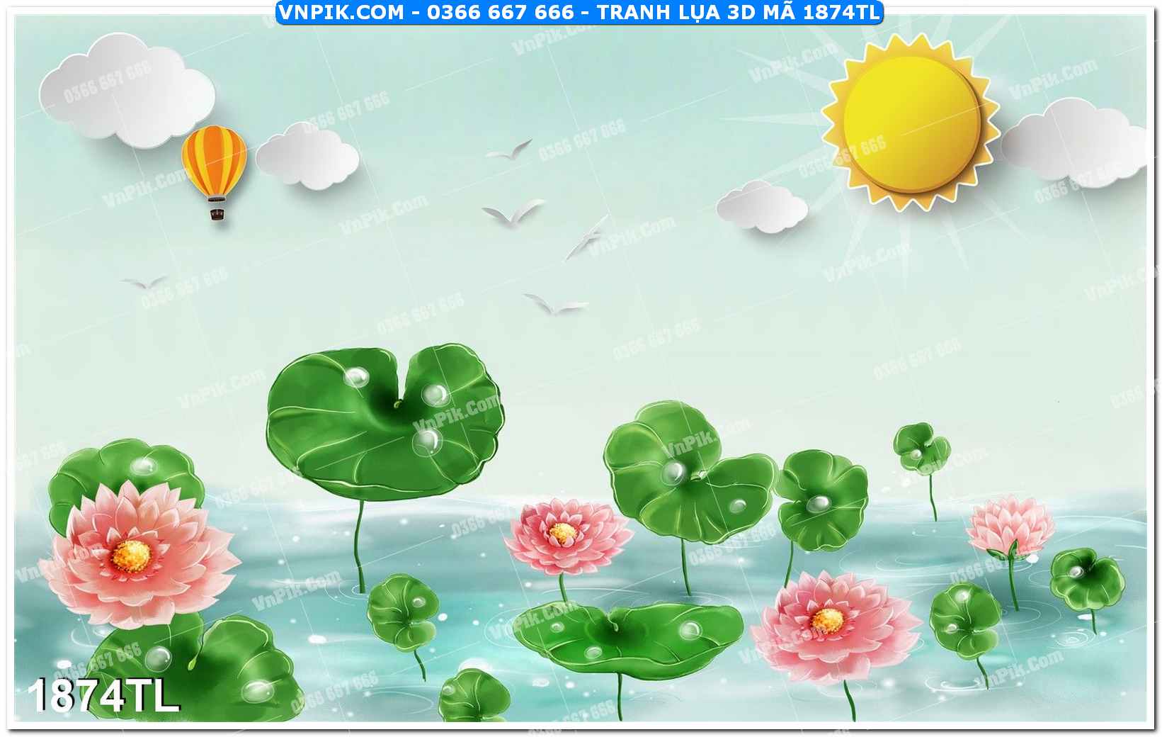 Tranh lụa 3D – Tranh trang trí dán tường 1874TL