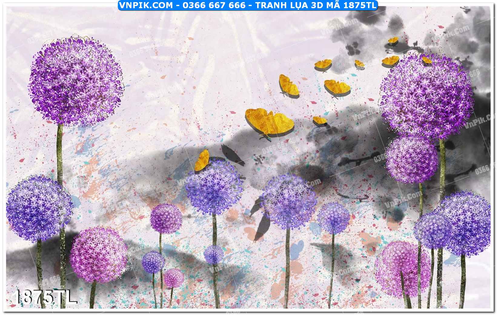 Tranh lụa 3D – Tranh trang trí dán tường 1875TL