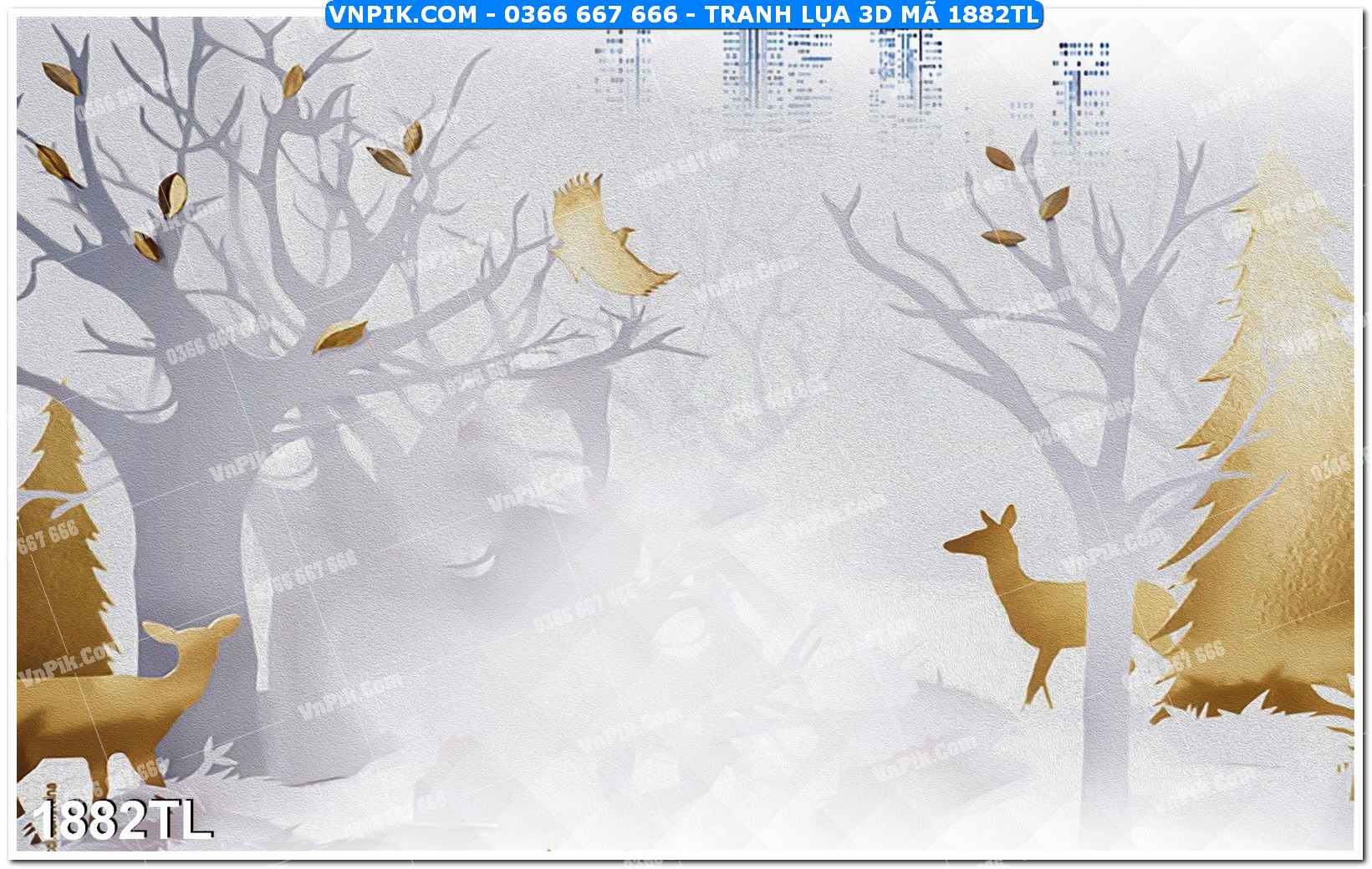 Tranh lụa 3D – Tranh trang trí dán tường 1882TL